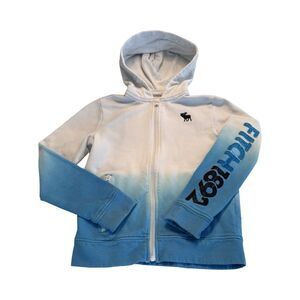ABERCROMBIE Kids‎ 9/10 Full Zip Hoodie Jacket Blue White Spellout Y2K